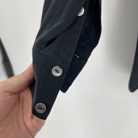 Vince Half Placket Grey Silk Tunic long sleeve vneck blouse - Picture 10 of 14